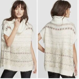 Free People Snow Bunny Fair Isle Short-Sleeve Cowl-Neck Sweater (size XS)